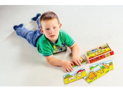 Puzzle dřevěné Moje první zvířátka 4x12 dílků 20x14x3,5cm v dřevěné krabičce 24m+ MPZ