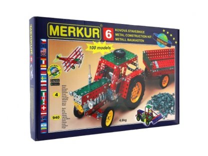 Stavebnice MERKUR 6 100 modelů 940ks 4 vrstvy v krabici 54x36x6cm 2
