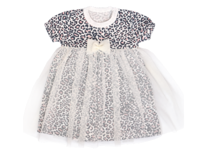 Sukničkobody s tylem, krátký rukáv Gepardík - bílé se vzorem