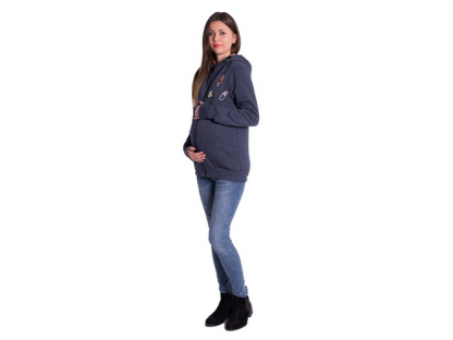 Těhotenská a nosící mikina  - granát jeans