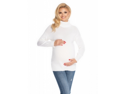 Těhotenský svetr, rolák - bílý 2