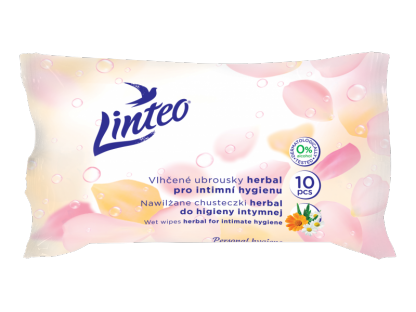 Vlhčené ubrousky herbal pro intimní hygienu LINTEO, 10 ks v balení