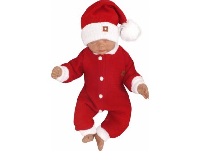 Z&Z 2-dílná sada Pletený overálek + čepička Baby Santa, červený 2