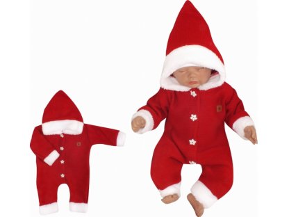 Z&Z Dětský pletený overálek s kapucí Baby Santa, červený