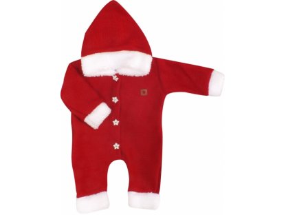 Z&Z Dětský pletený overálek s kapucí Baby Santa, červený 2