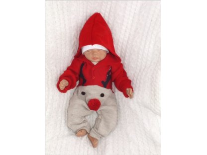 Z&Z Dětský pletený Vánoční overálek s kapucí a knoflíčky Baby Sob, červený 2