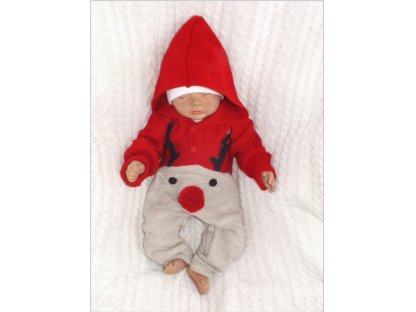 Z&Z Dětský pletený Vánoční overálek s kapucí a knoflíčky Baby Sob, červený