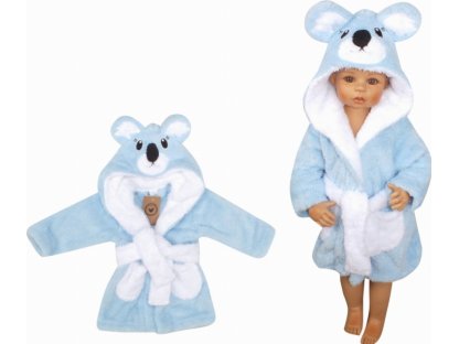 Luxusní chlupáčkový župan s kapucí a páskem, Koala