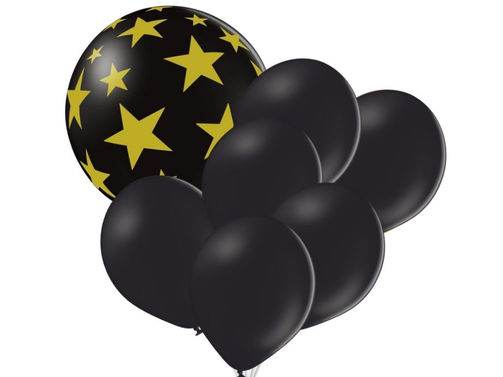 Set balónků černý balón s hvězdami a černé balónky - balonky.cz