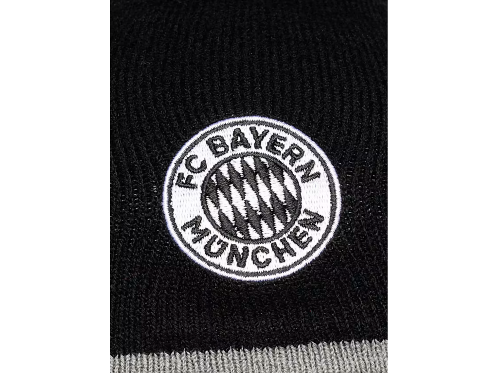 detská pletená čiapka obojstranná FC Bayern München, čierna, sivá