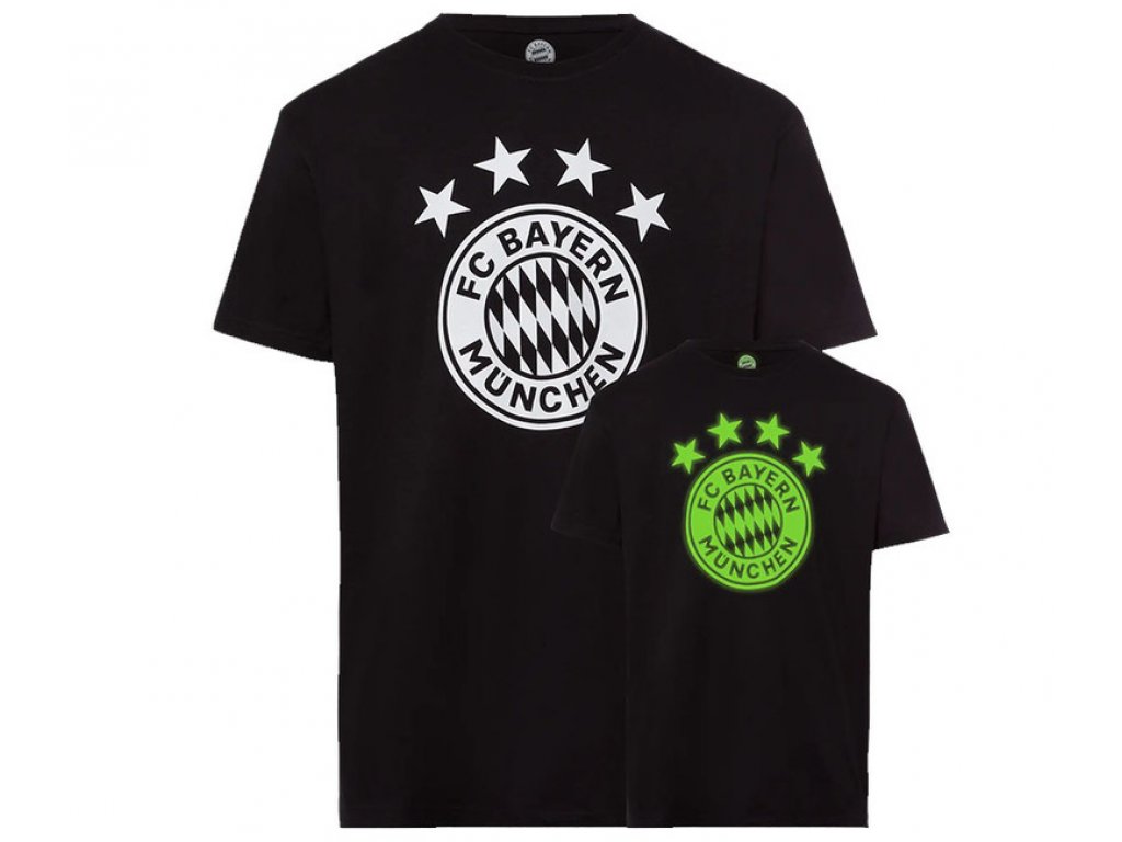Detské tričko Glow in the dark FC Bayern München, v tme sviatiace, čierne