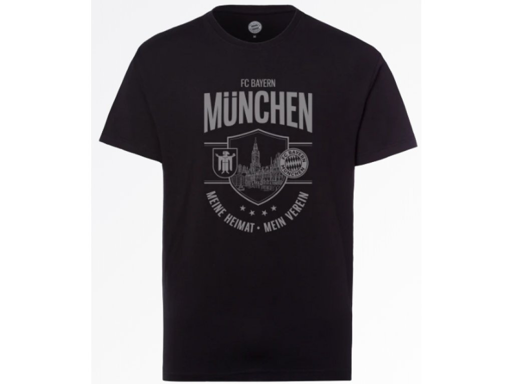 Pánske tričko MEINE HEIMAT MEIN VEREIN FC Bayern München, čierne