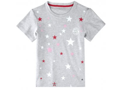 detské dievčenské tričko FC Bayern München - sivé s hviezdičkami