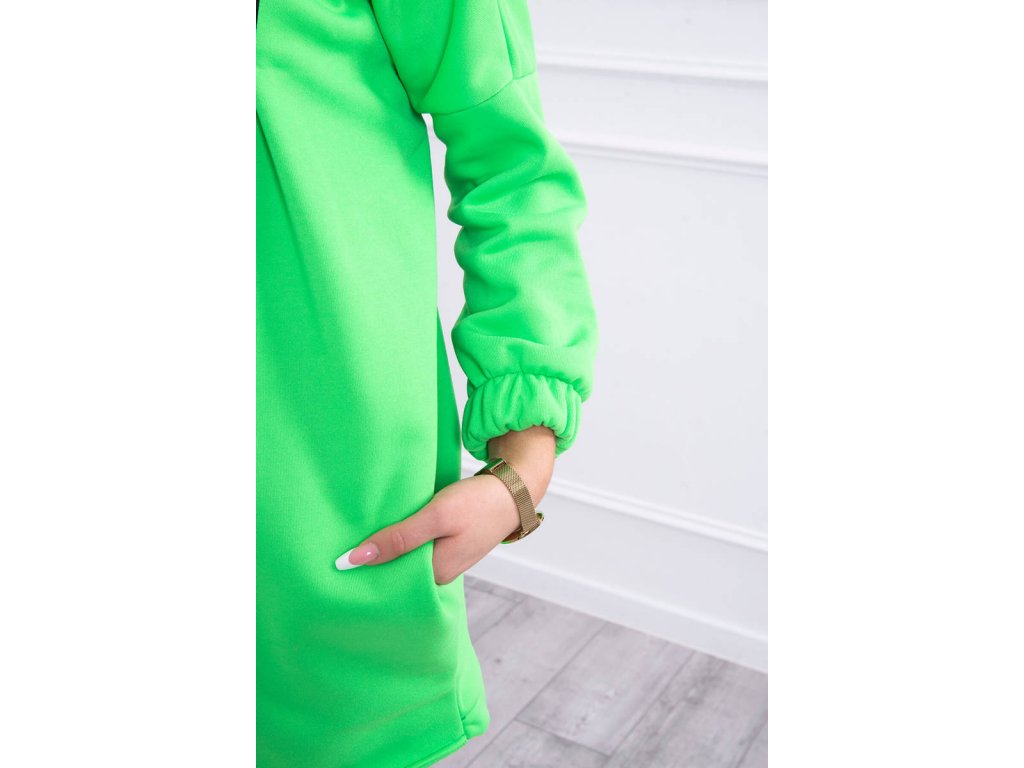 Asymetrická mikina s krátkým zipem Sharyn neonově zelená
