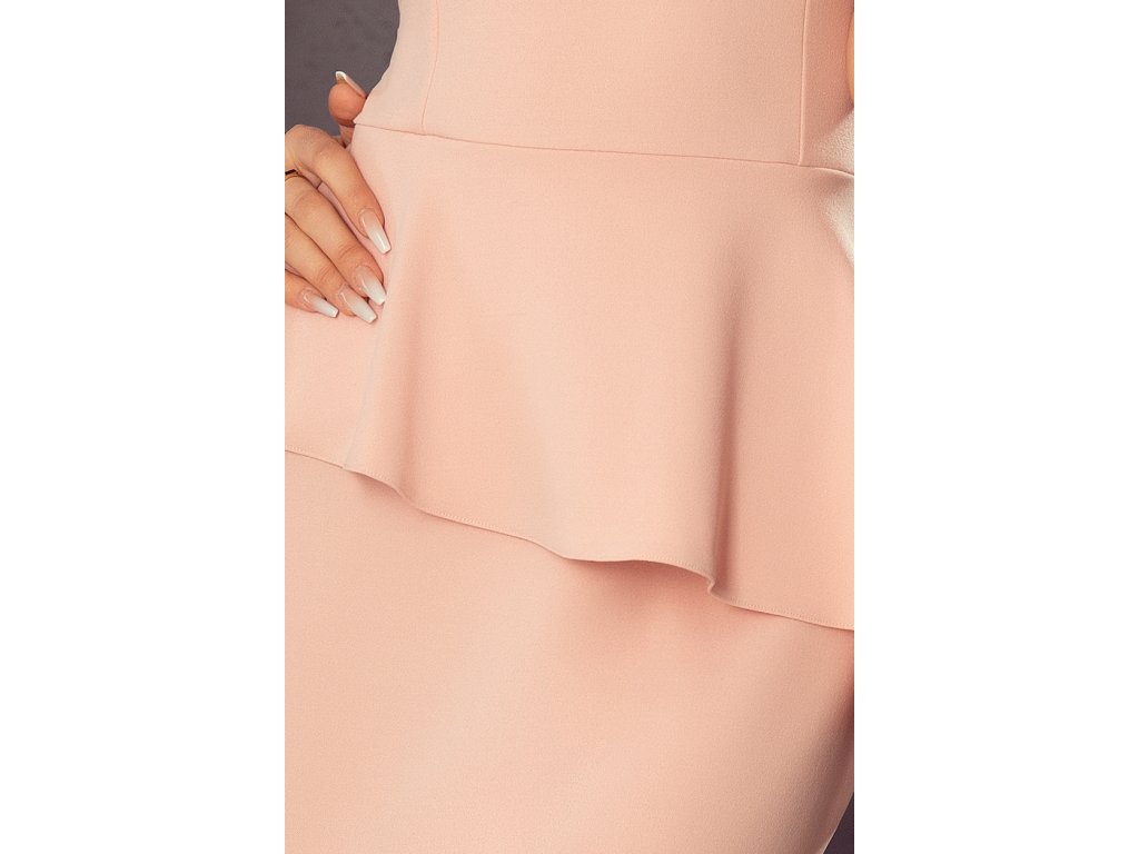 Asymetrické šaty s volánkem Billie pastelově růžové