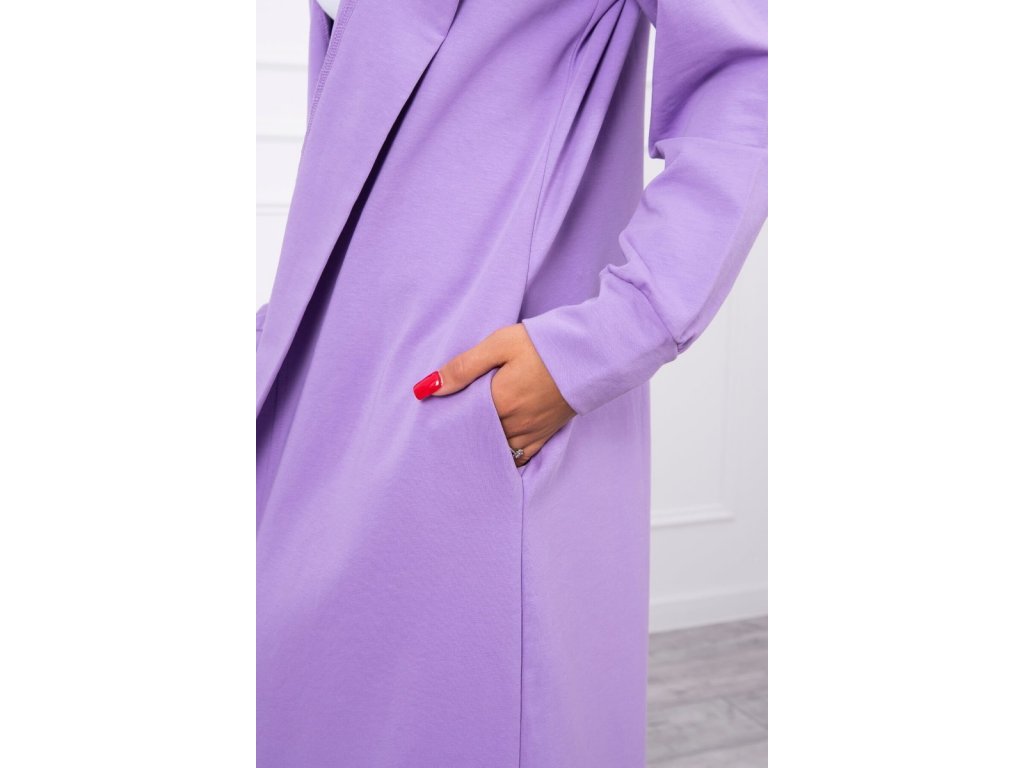 Asymetrický cardigan s kapucí Patti fialový