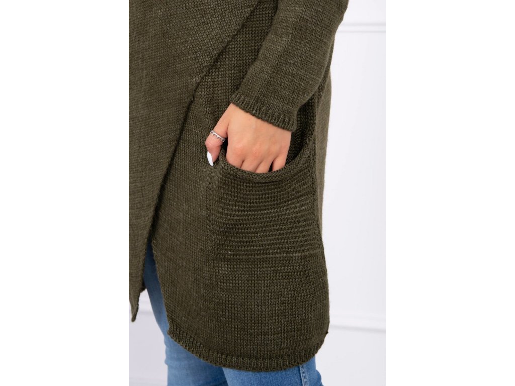 Asymetrický svetr s kapucí Candi khaki