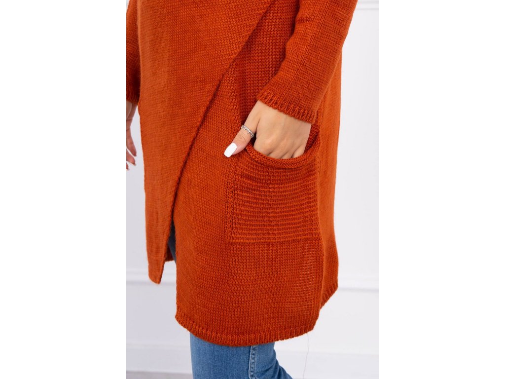 Asymetrický svetr s kapucí Candi měděný