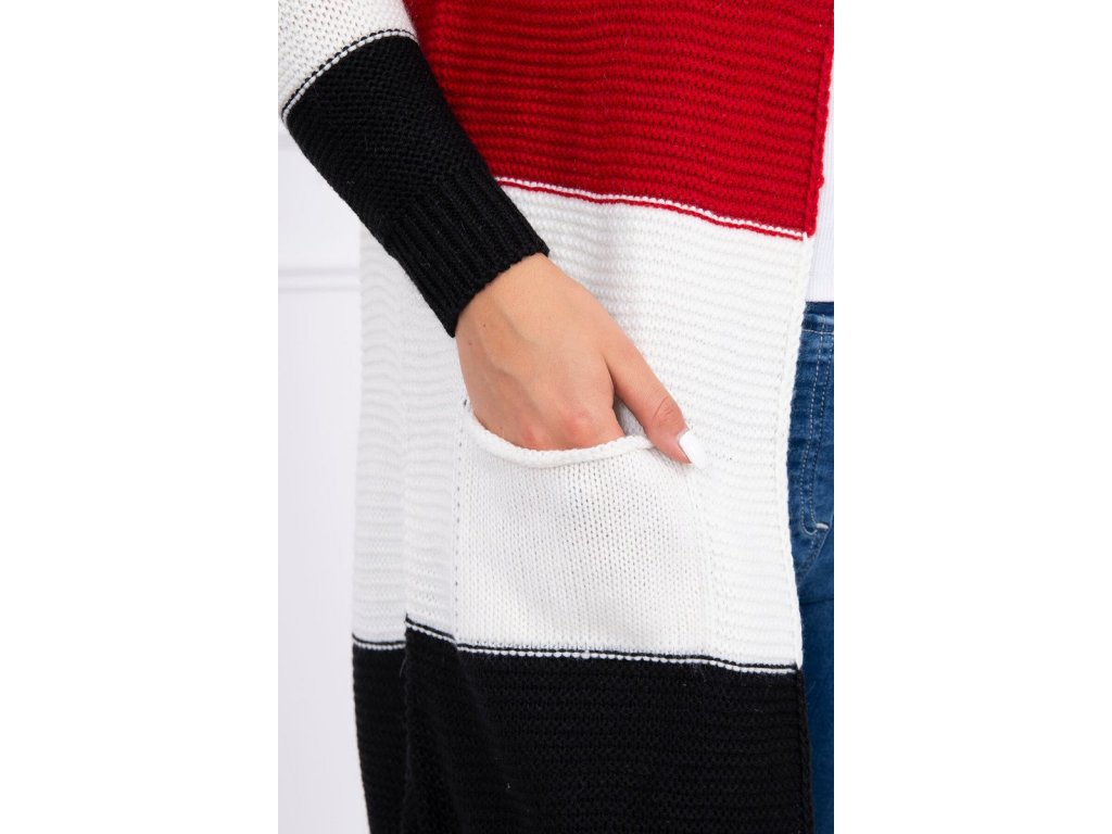 Barevný pruhovaný cardigan Francene černý/červený