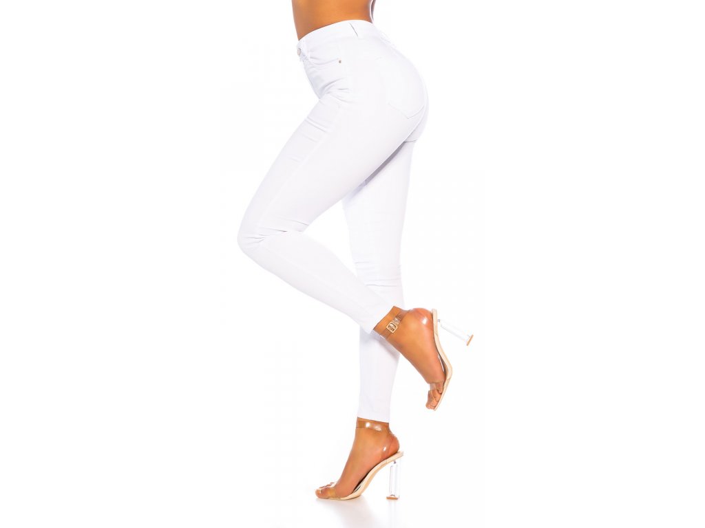 Basic džíny s vysokým pasem Sukie bílé
