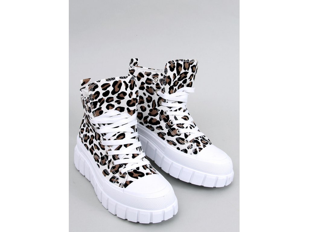 Boty na platformě s leopardím vzorem Nanette bílé