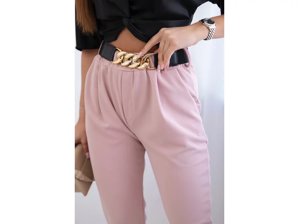 Capri kalhoty s páskem Kelsey pudrově růžové