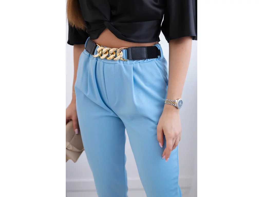 Capri kalhoty s páskem Kelsey světle modré