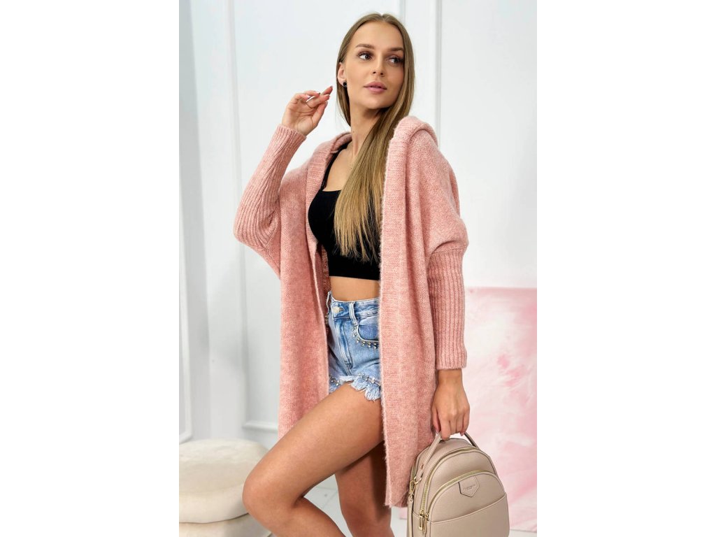 Cardigan s netopýřími rukávy Kenzie pudrově růžový