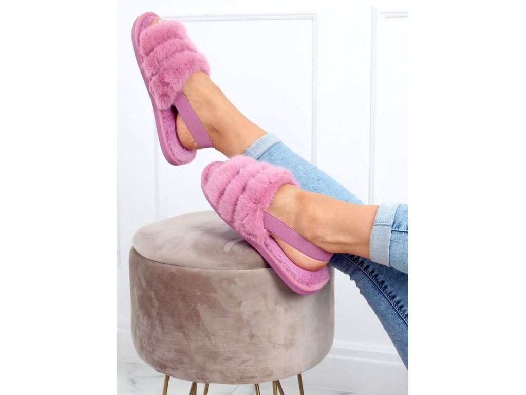 Chlupaté pantofle Fairuza fialové
