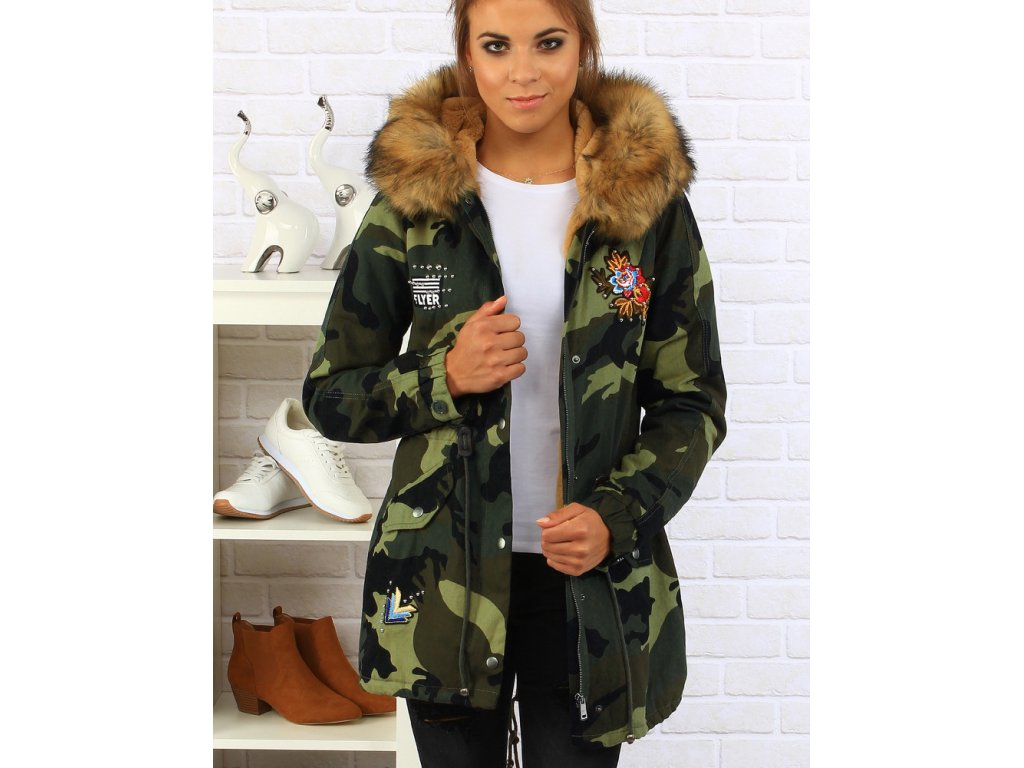 Dámská army parka s hnědou kožešinou Mariah