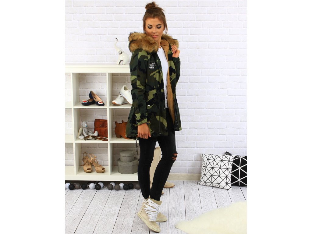Dámská army parka s hnědou kožešinou Mariah