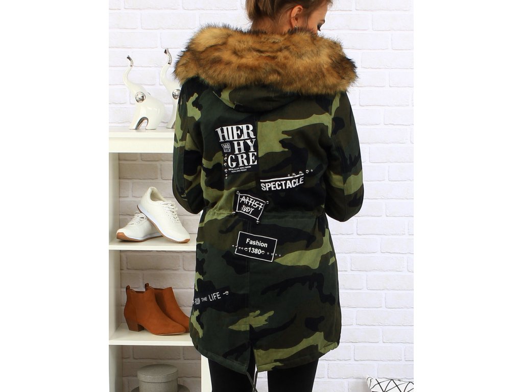 Dámská army parka s hnědou kožešinou Mariah