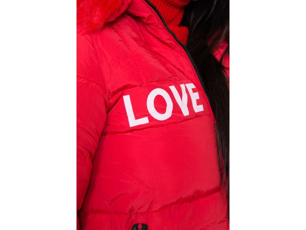Dámská prošívaná zimní bunda LOVE Rudy červená