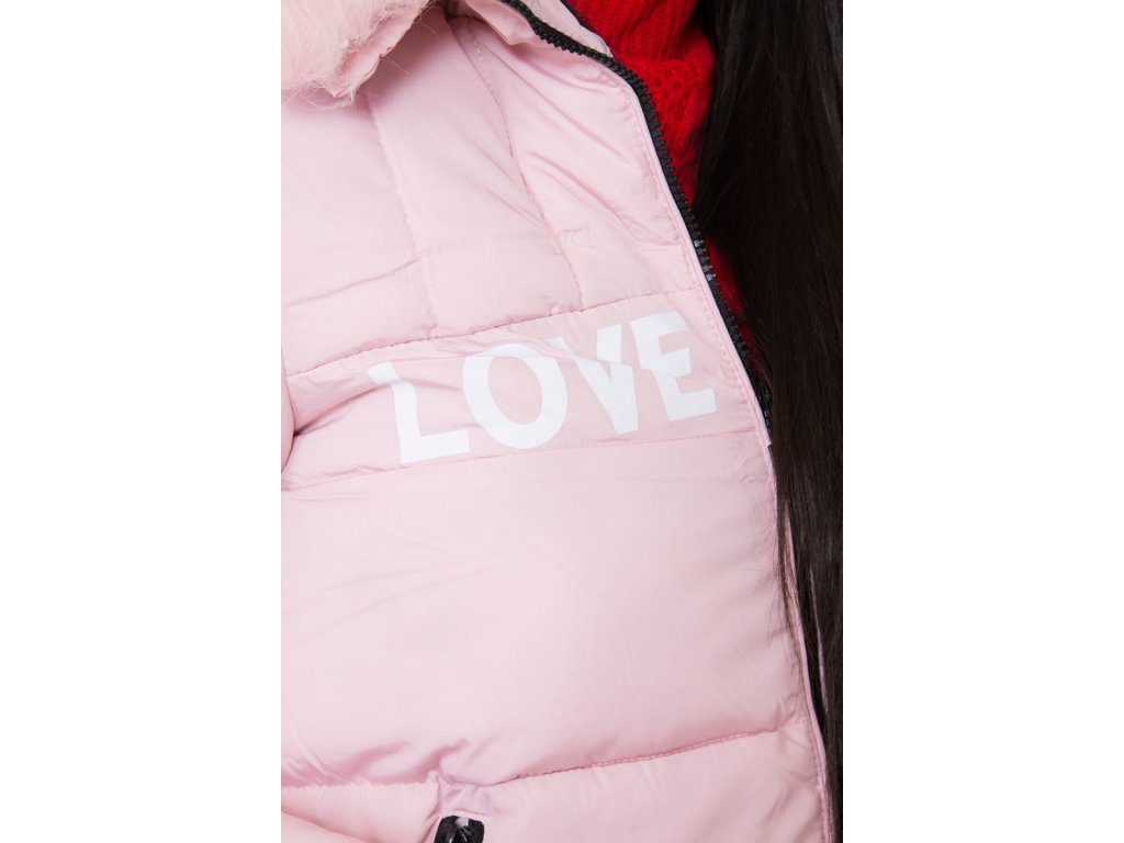 Dámská prošívaná zimní bunda LOVE Rudy pudrově růžová