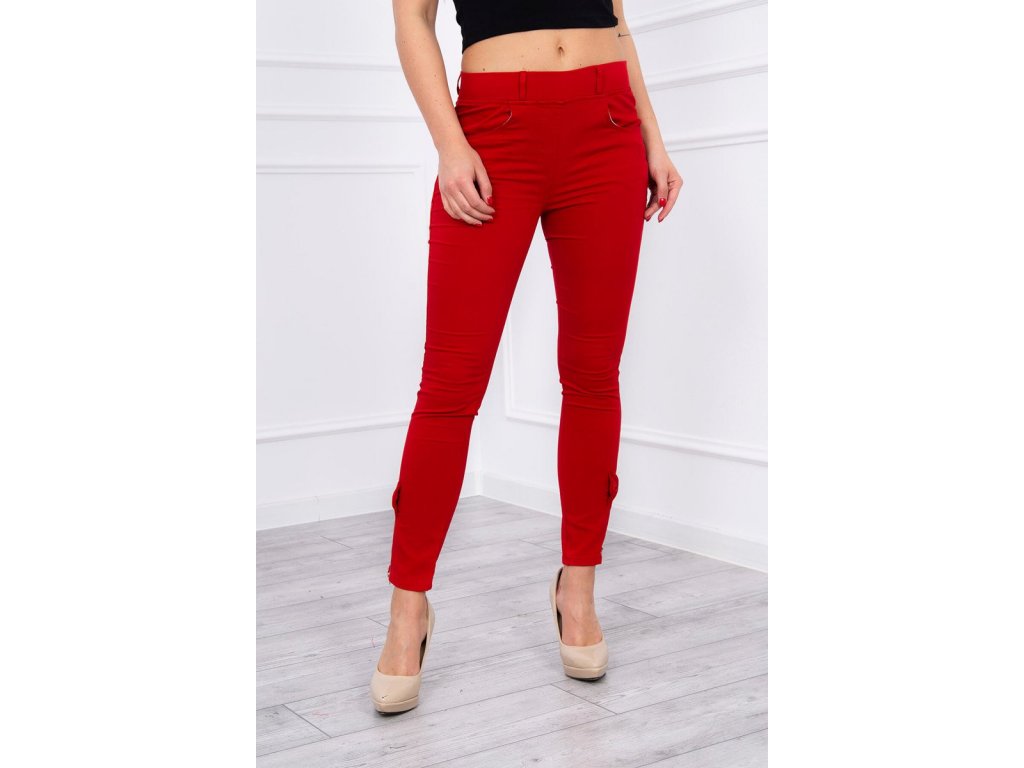 Dámské džíny se zipem a mašlí Marisa červené