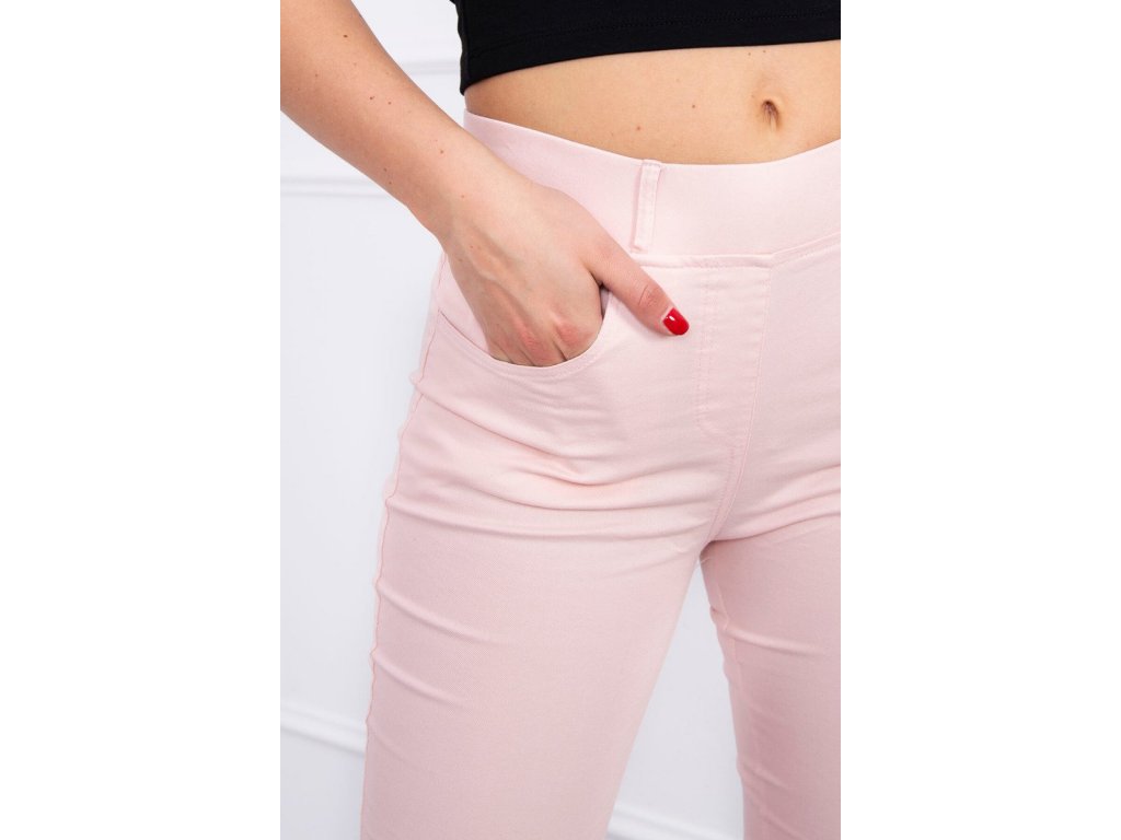Dámské džíny se zipem a mašlí Marisa pudrově růžové