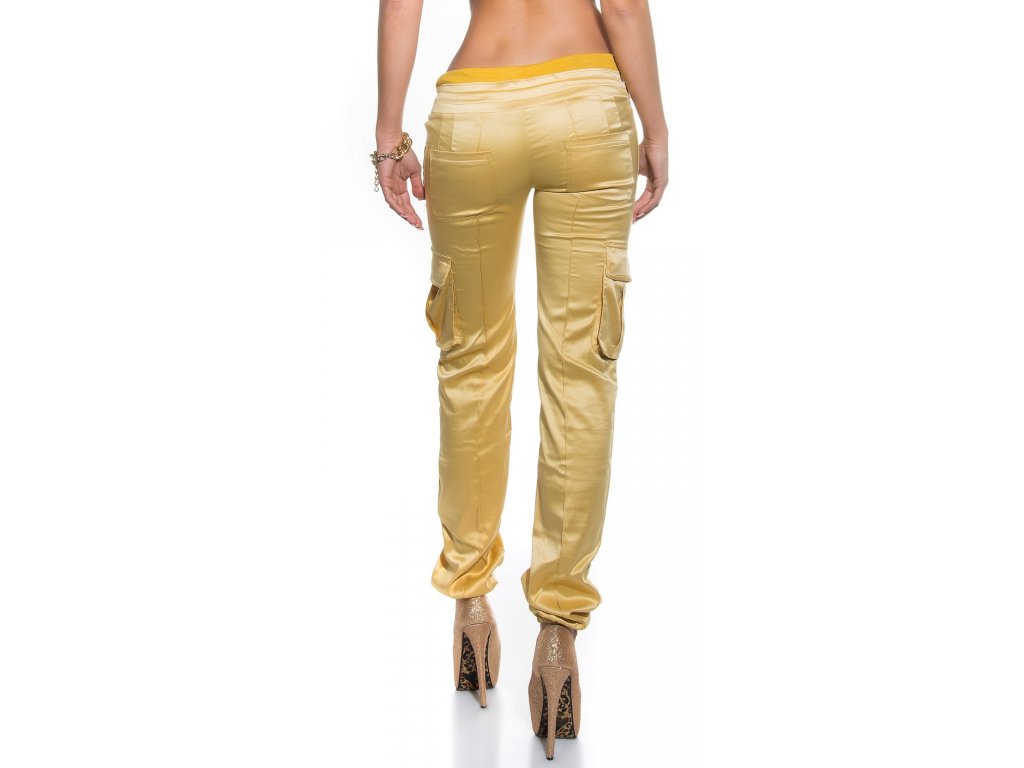Dámské kalhoty v saténovém vzhledu Koucla zlaté