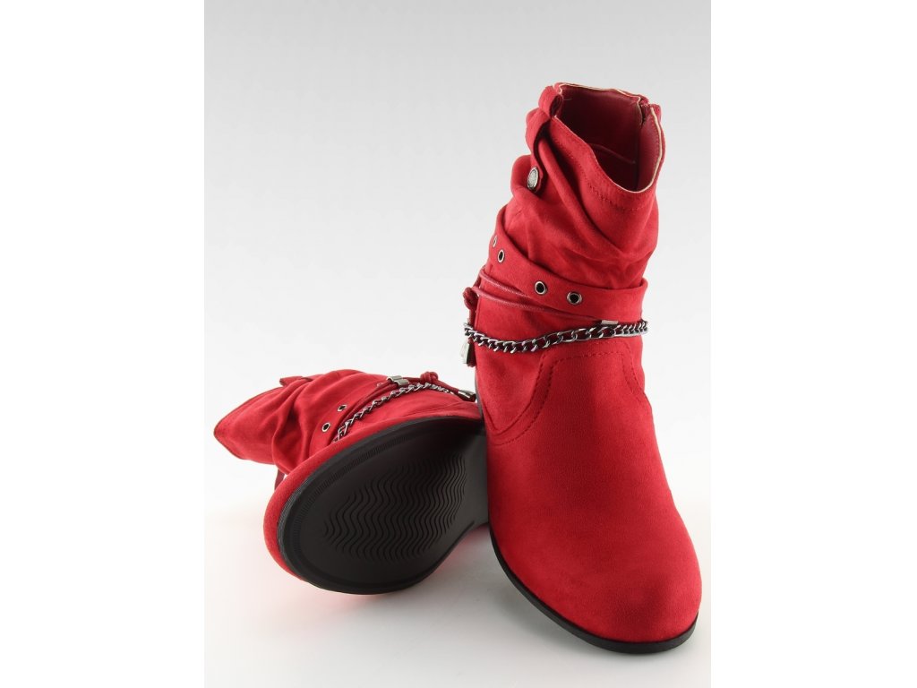 Dámské kotníkové boty s řetězem Aideen červené