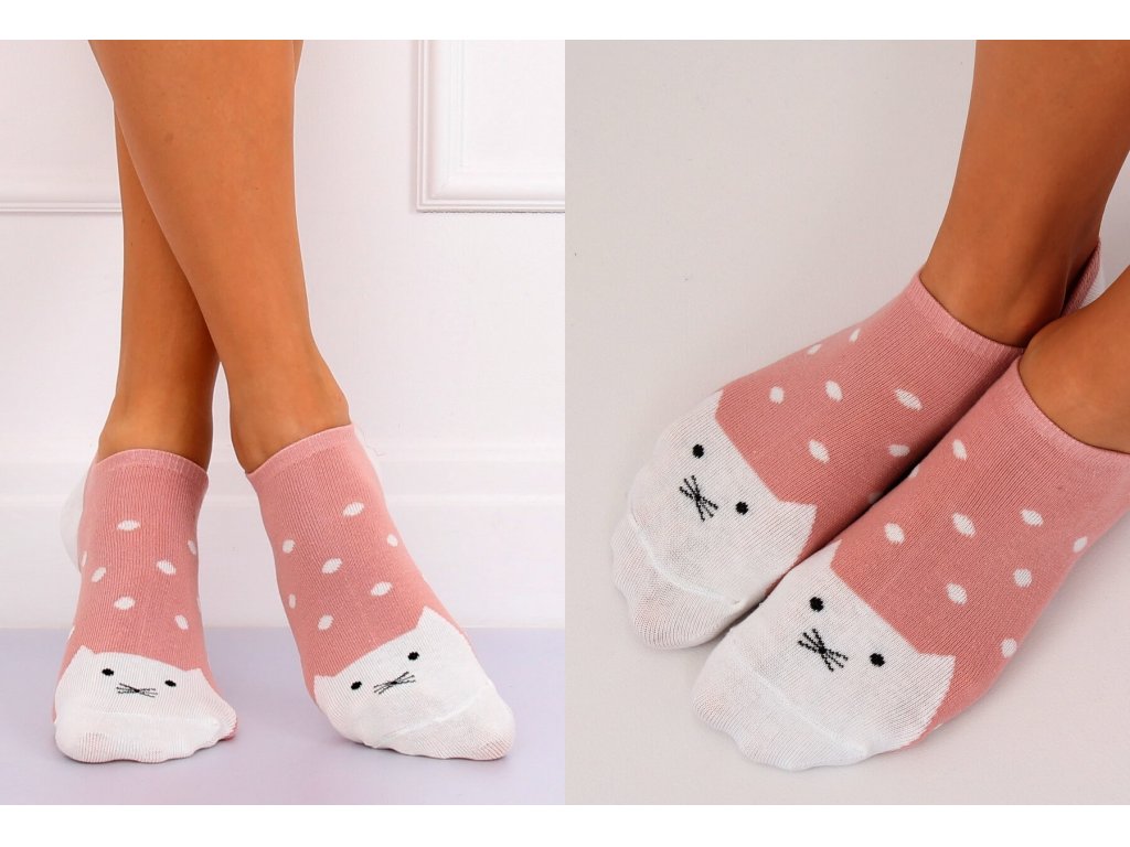 Dámské kotníkové ponožky s obličejem Maeve růžové