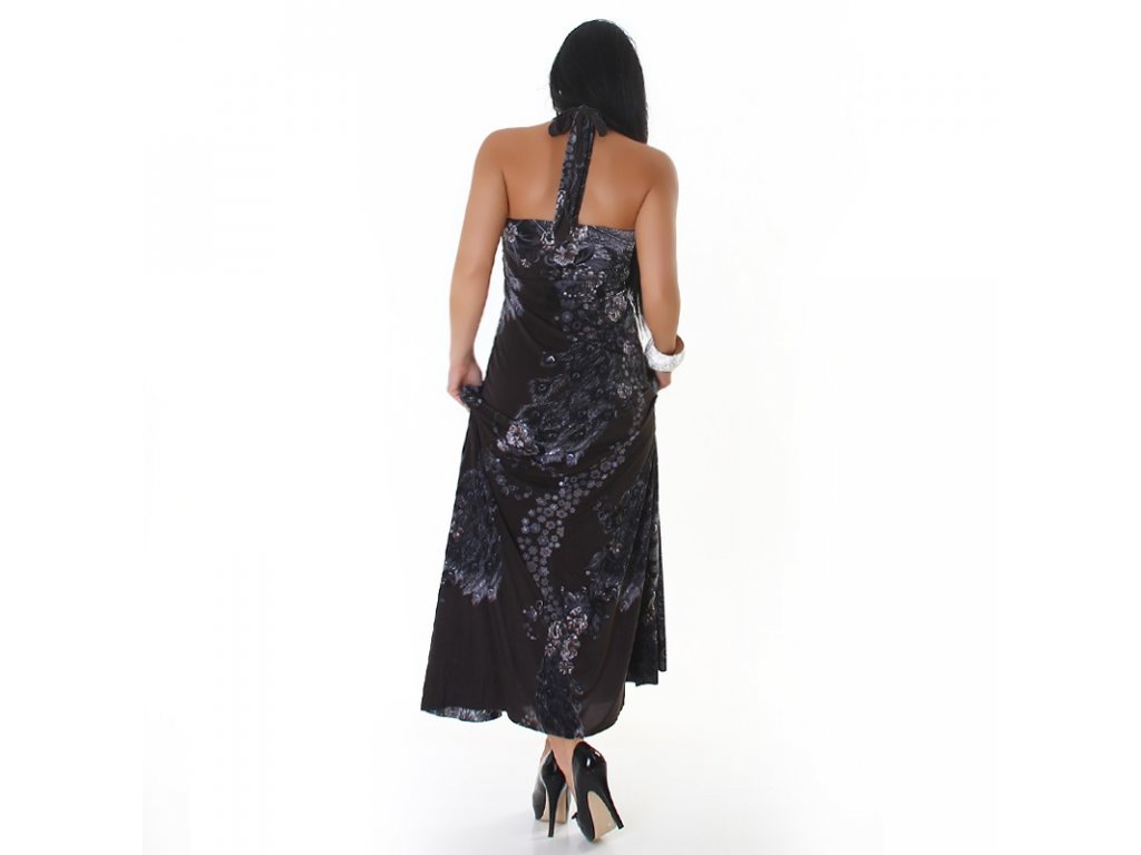 Dámské maxi šaty Jela London s květinovým vzorem Černé