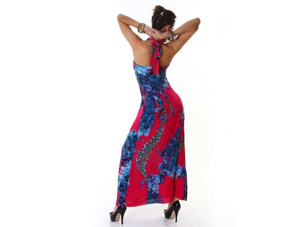 Dámské maxi šaty Jela London s květinovým vzorem Růžové