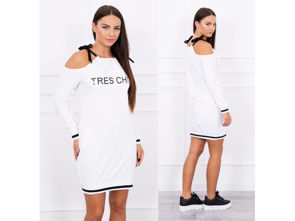 Dámské mikinové šaty TRES CHIC Skylar bílé