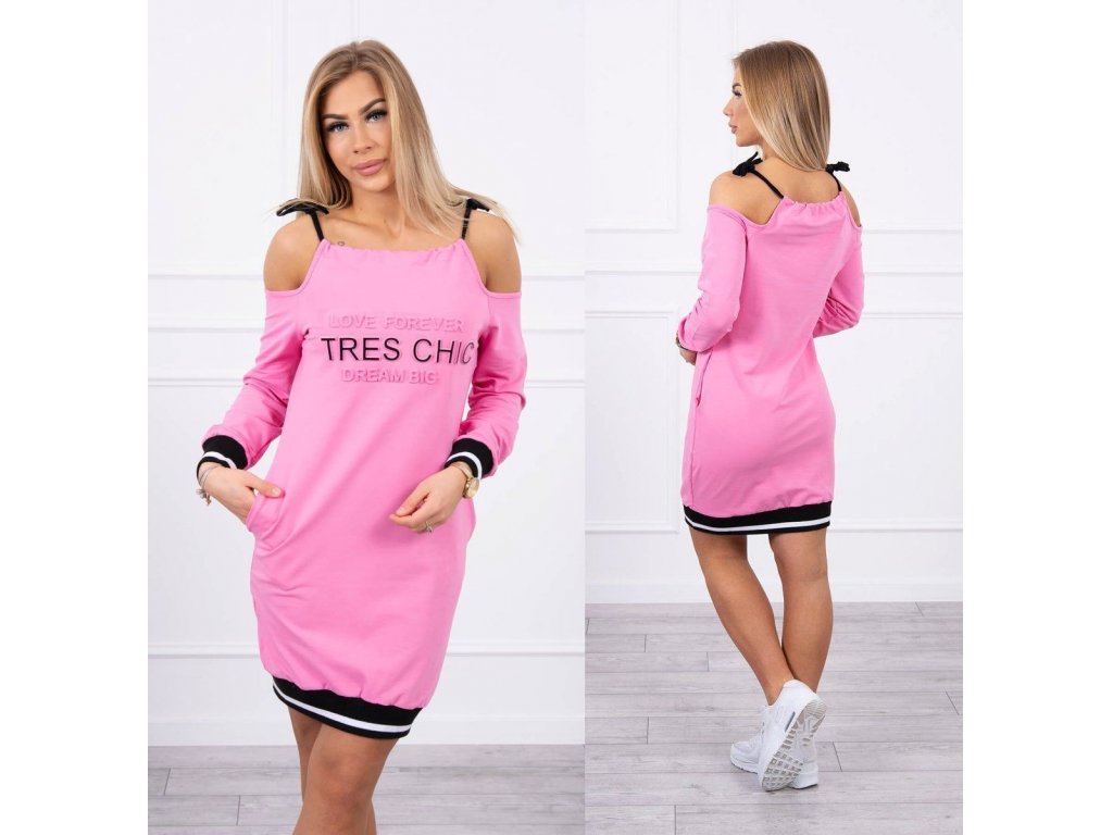 Dámské mikinové šaty TRES CHIC Skylar světle růžové