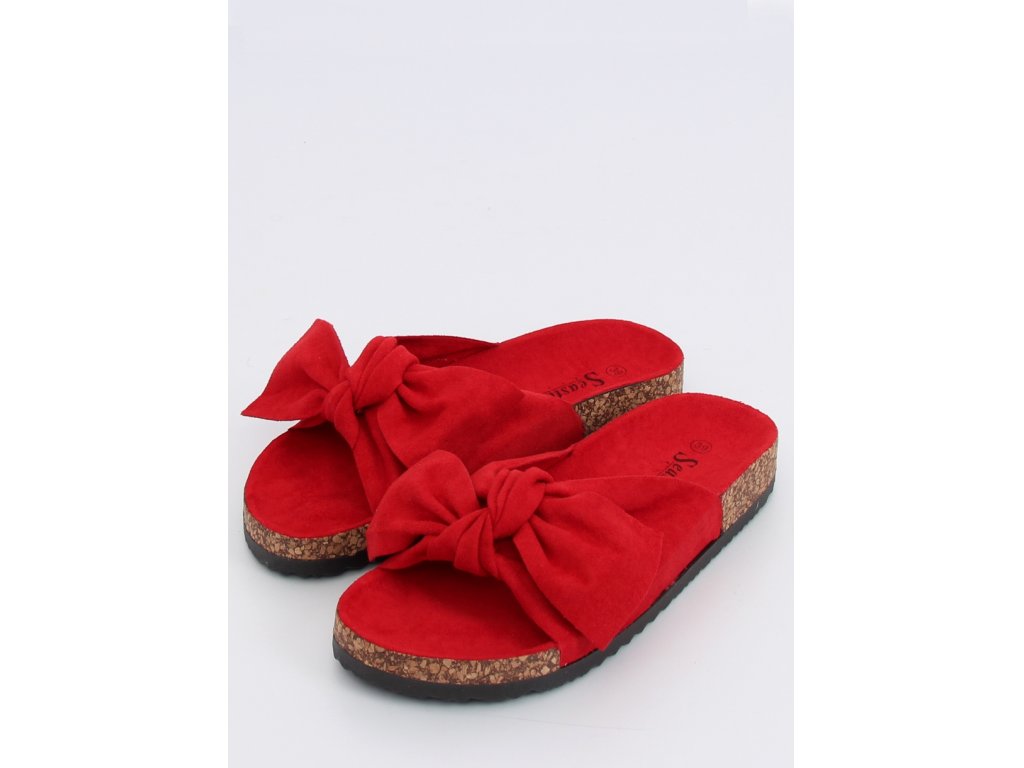Dámské pantofle s mašlí Adele červené