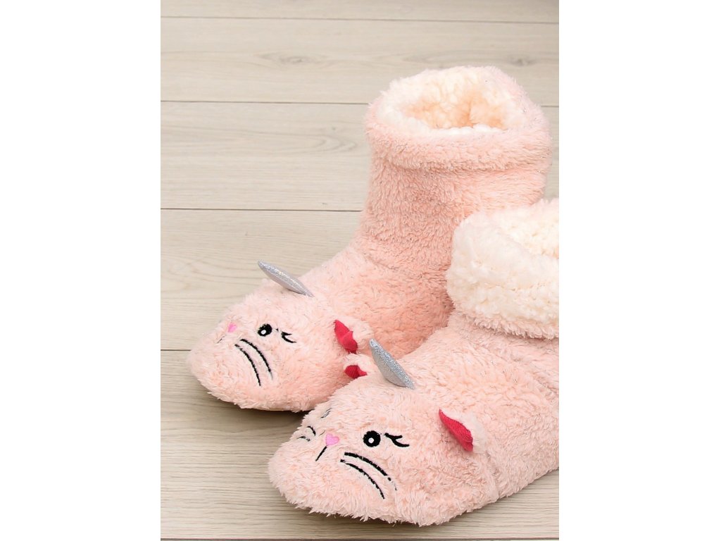 Dámské papuče s kočkou Delice světle růžové