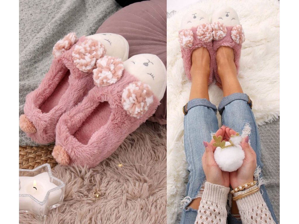 Dámské papuče s medvídkem Fenella růžové