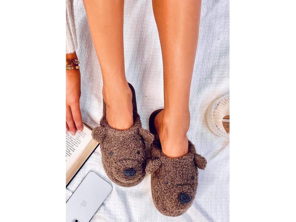 Dámské papuče s medvídkem Millicent hnědé