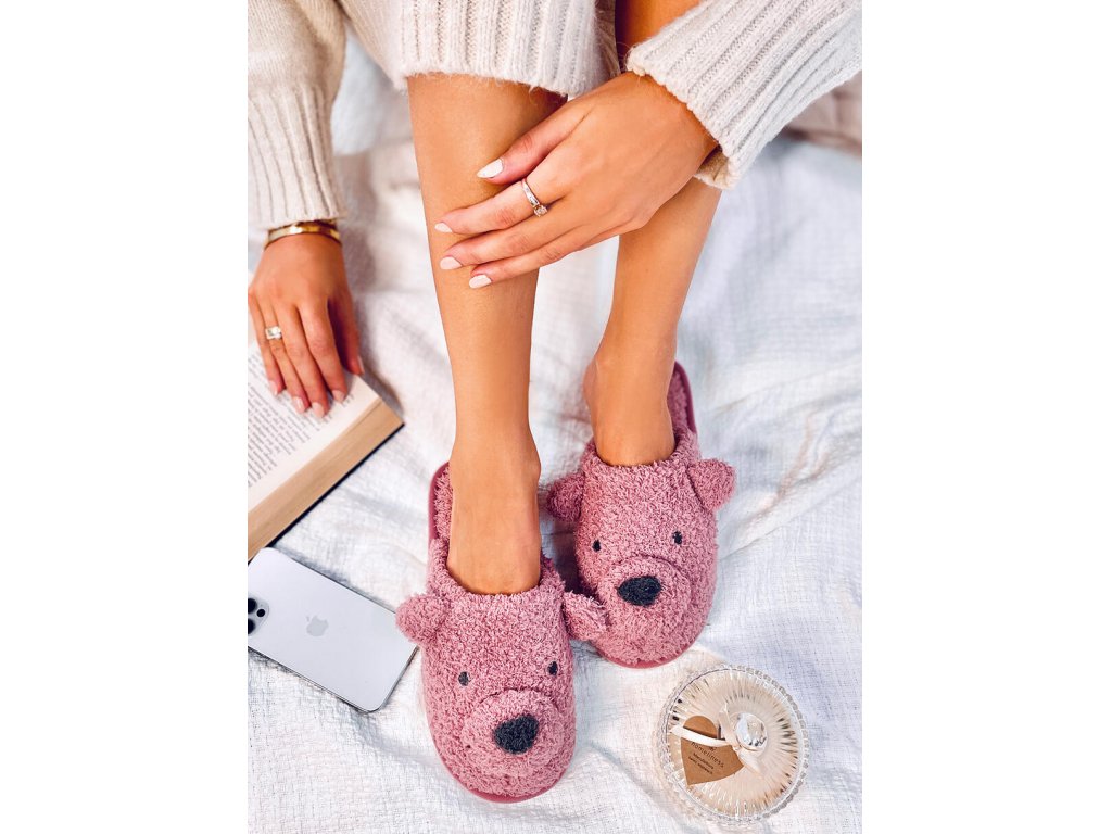Dámské papuče s medvídkem Millicent růžové