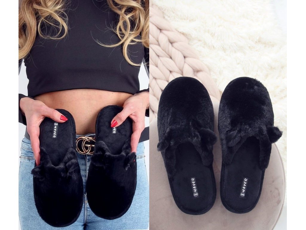Dámské papuče s oušky Melissa černé