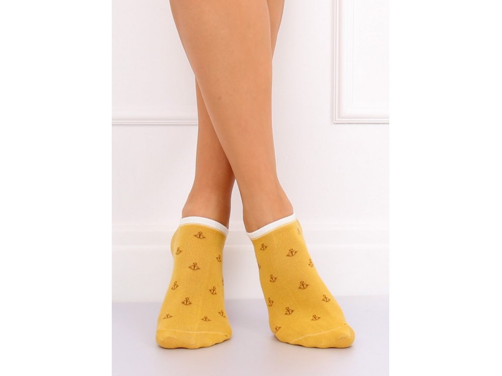 Dámské ponožky s kotvami Lizbeth hořčicové